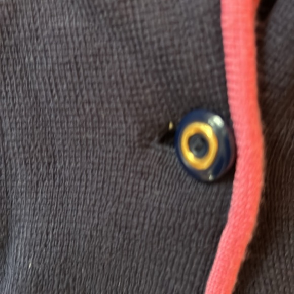 Lilly Pulitzer Navy and Pink knit Sweater Blazer, Size Medium - Picture 3 of 5